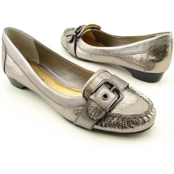 🔹️Arturo Chiang Bronze Buckled Leather Loafers Size 8.5 - Picture 1 of 15